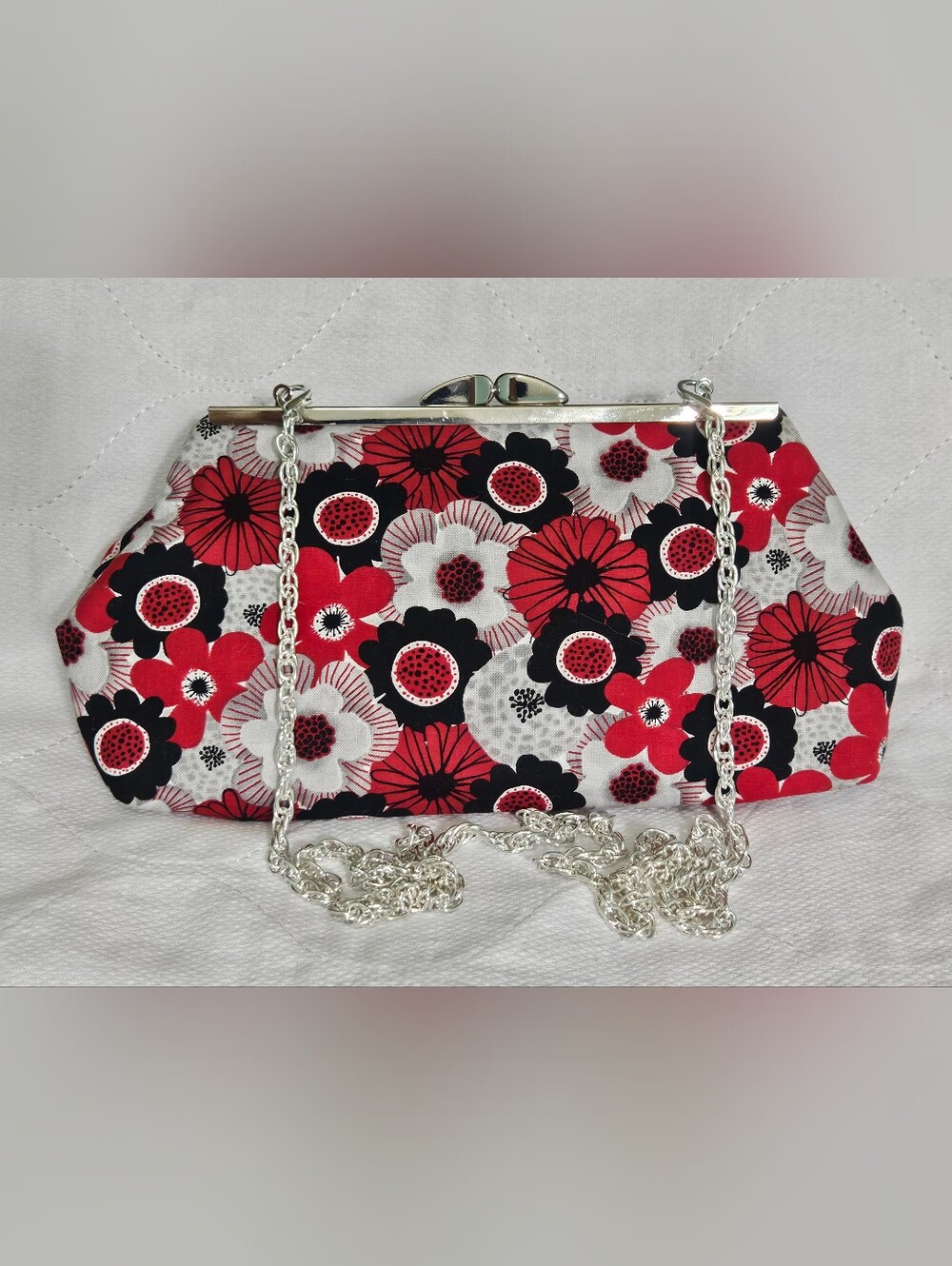 Floral Frame Clutch in Red & Black New
